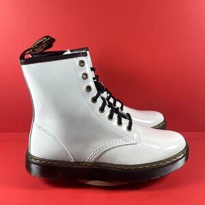 Dr. Martens Women's White Patent Leather ZAVALA Combat Boots Size 7 -NEW